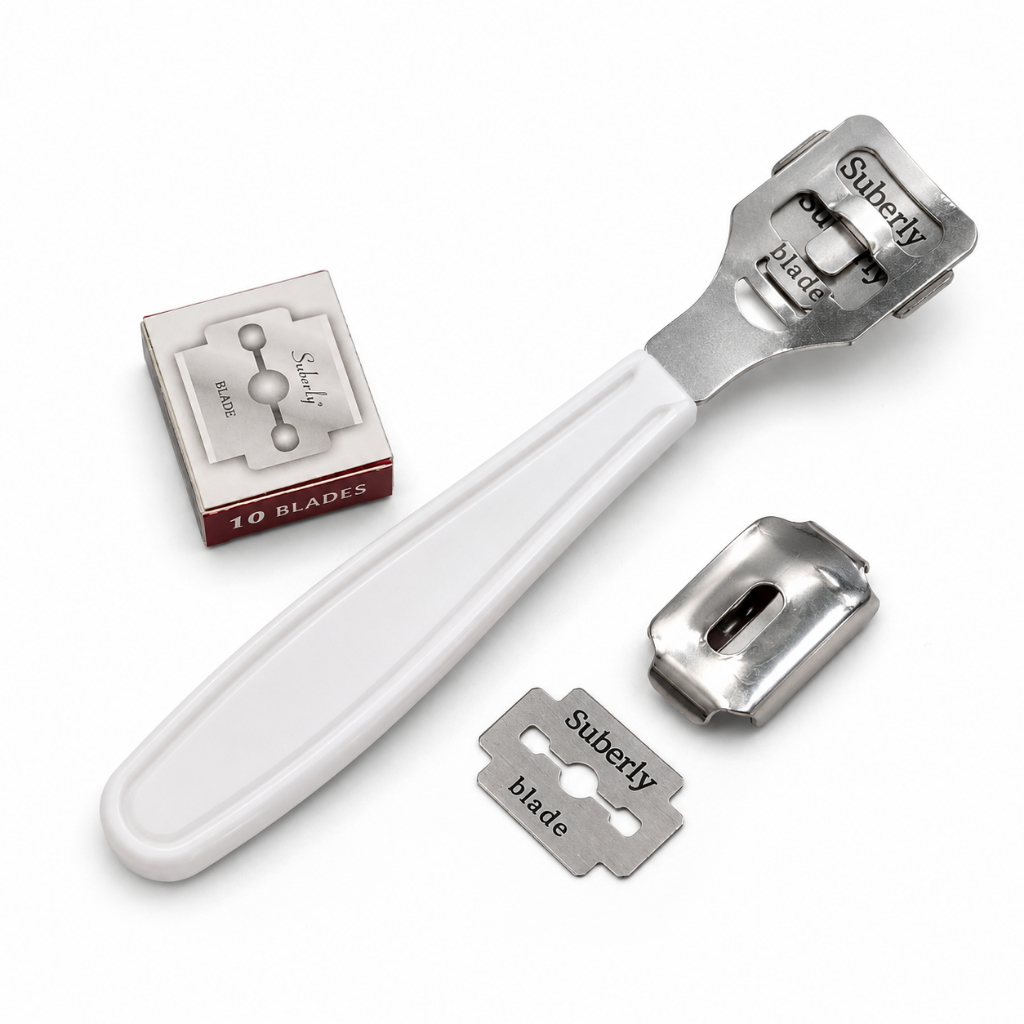 Kit Removedor de Calos Manual Landh's Caixa com 10 Lâminas Aço Inox Pés Mãos Pedicure Manicure Salão Beleza