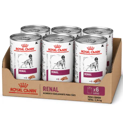 Kit 6 Ração Úmida Royal Canin Lata Renal para Cães com Insuficiência Renal Crônica - 410g