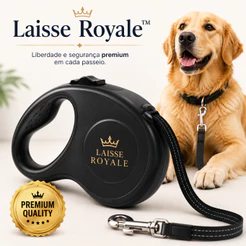 Guia Retrátil para Cachorro 5 Metros com Trava de Segurança Cabo Ergonômico Laisse Royale™