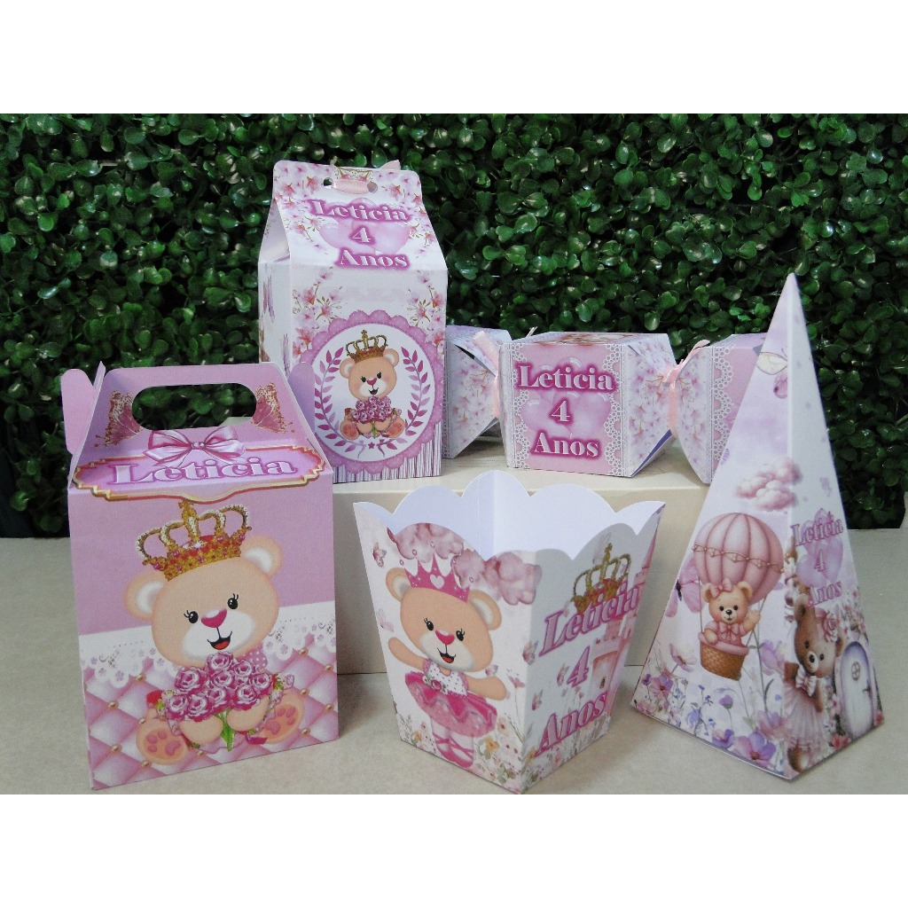 Kit c/10-20-25-30 Lembrancinhas personalizadas Tema: Ursinha Princesa/Festa infantil