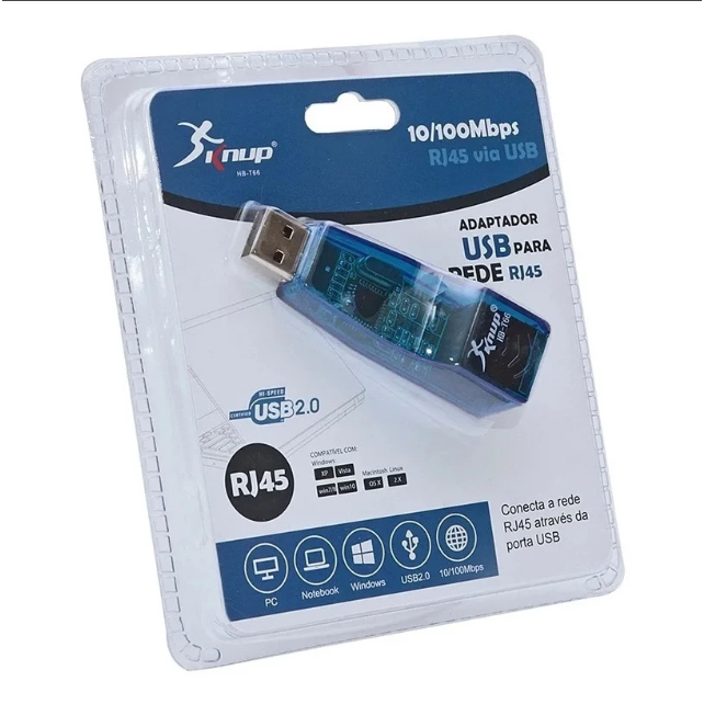 Adaptador De Rede Usb Para Rj45 Cabo Lan Internet Knup Hb-t66 10/100 Mbps Original