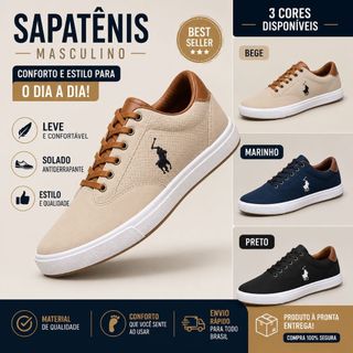 Sapatênis Masculino Casual Confortável  Leve para Trabalho e  Dia a Dia / Envio Rápido.
