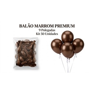 Balão Bexiga Marrom 9 Polegadas 50 Unidades Látex Liso Premium Festa Aniversário Decoração