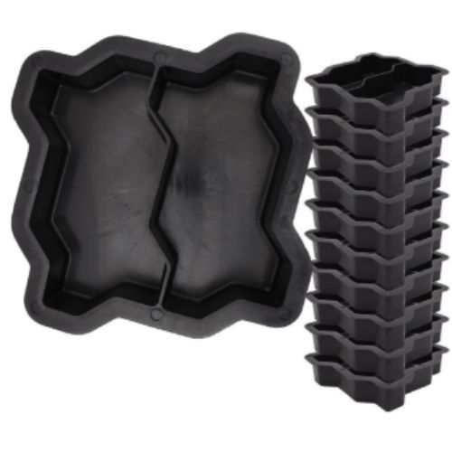 Kit 10 Forma p Construção de Piso 24x10x6 Bloco Intertravado Tijolinho Molde Plastico