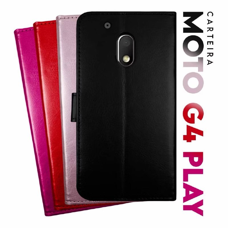 Capa de carteira flip cover Proteção completa 360° Fecho magnético MOTOROLA G4 PLAY