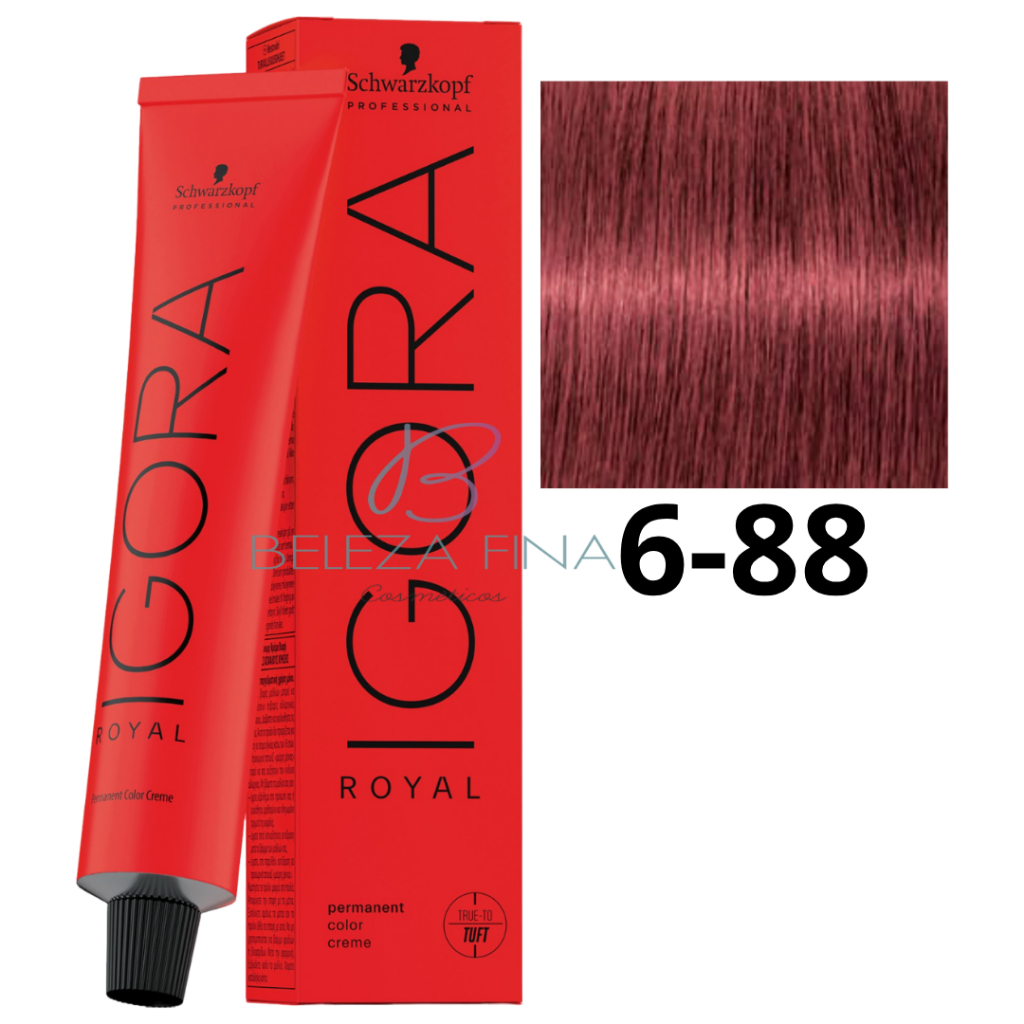 Coloração Schwarzkopf Igora Royal Tintura 6-88 60g LOURO ESCURO VERMELHO EXTRA