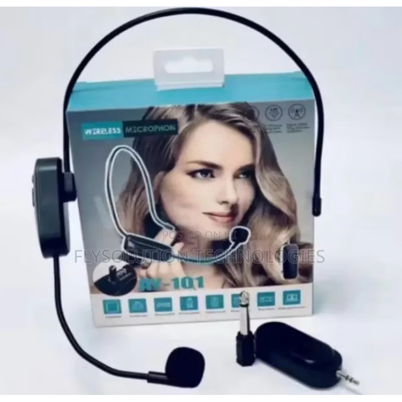 Microfone headset de cabeça Portátil UHF Sem Fio Profissional com Amplificador e Volume AY 101