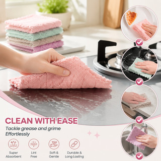 1/2/5 Pcs Pano De Prato Forte Absorção De Água Microfibras Casa Pano De Limpeza Super Abs…