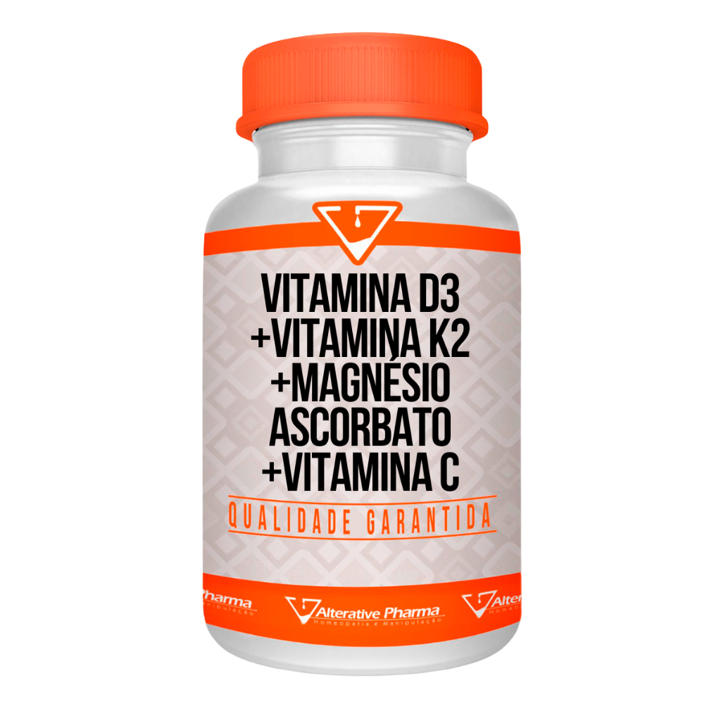 Booster de Imunidade Vitamina D3 + K2 + Magnésio + Vitamina C 60 Cápsulas