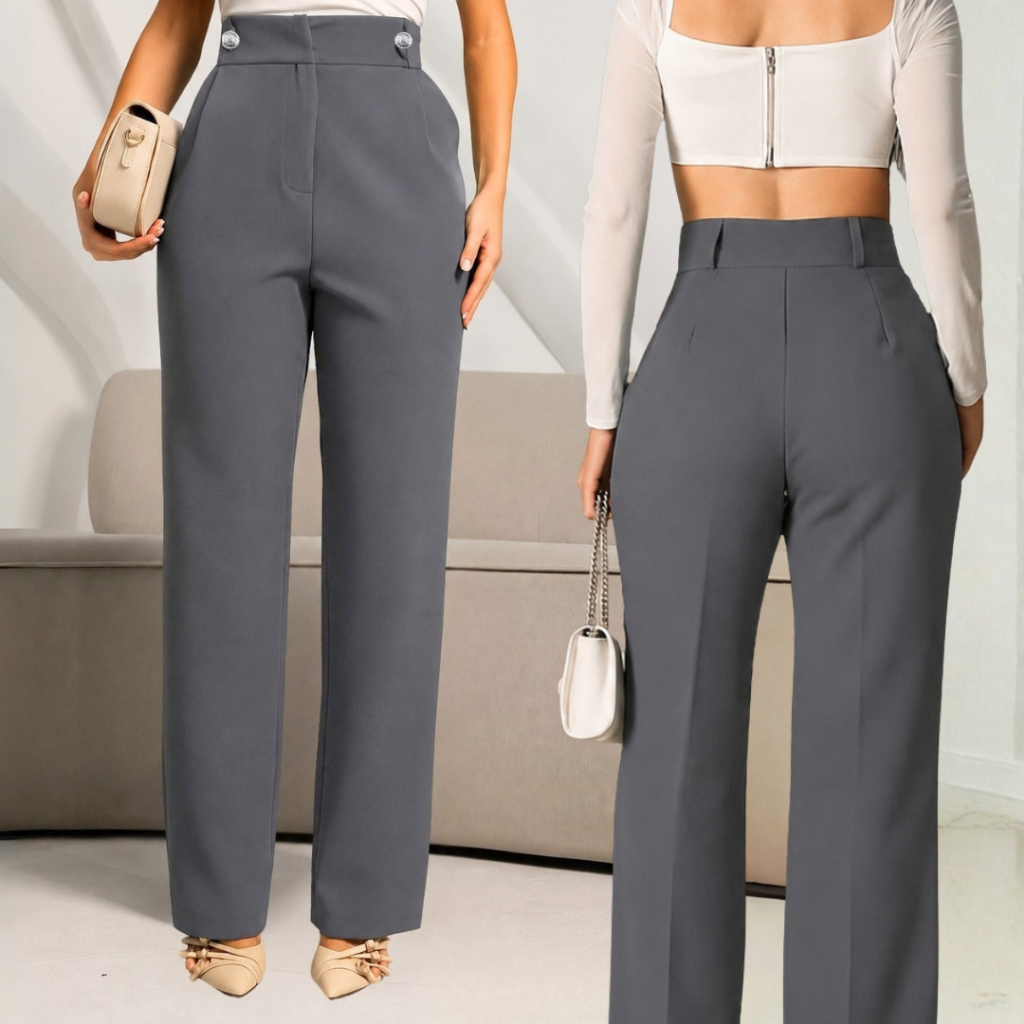 Calça Alfaiataria premium Feminina Reta com pinças Elegante Social Casual Plus size mais vendidas