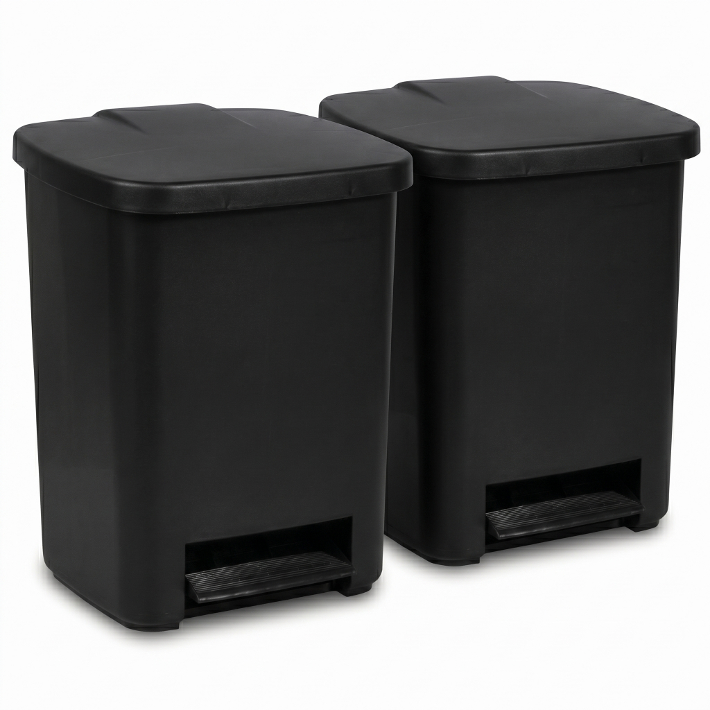 Kit 2 Lixeiras 15L c/ Pedal e Cesto Removível Compacta Resistente Lixo Multiuso Casa Cozinha Banheiro