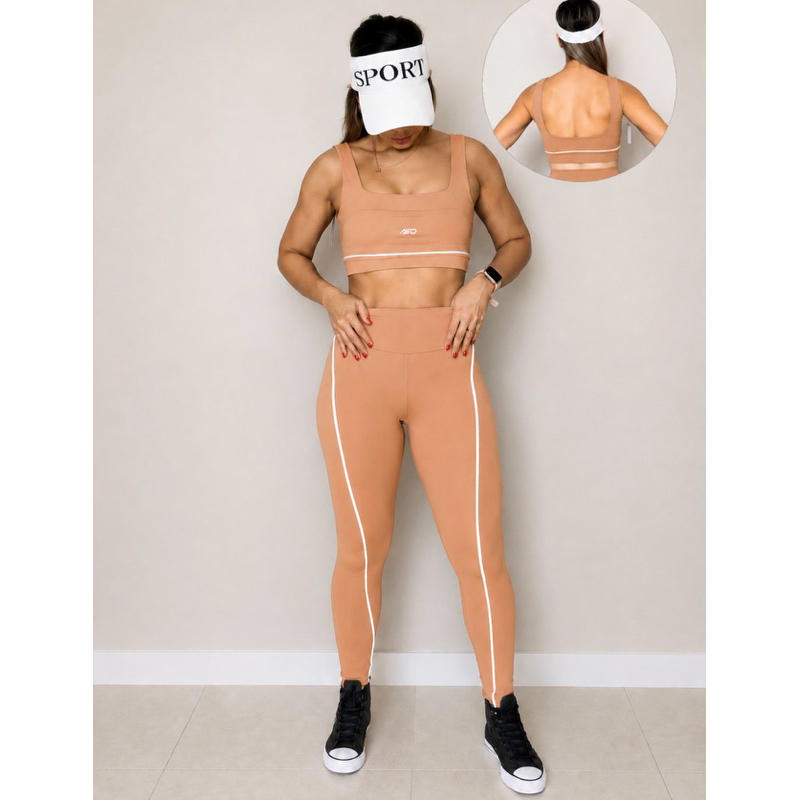 Conjunto Fitness Feminino Poliamida Premium  gramatura 330 Cintura Alta Zero transparência Academia