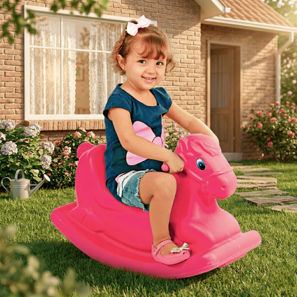 Cavalinho de Balanço Infantil Gangorra Huppa Huppa Rosa Grande Super Promoção Envio Rápido
