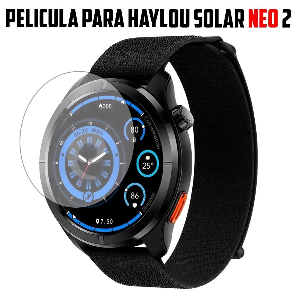 Película Vidro Temperado de Proteção para Smartwatch Compatível com Haylou Solar Neo 2