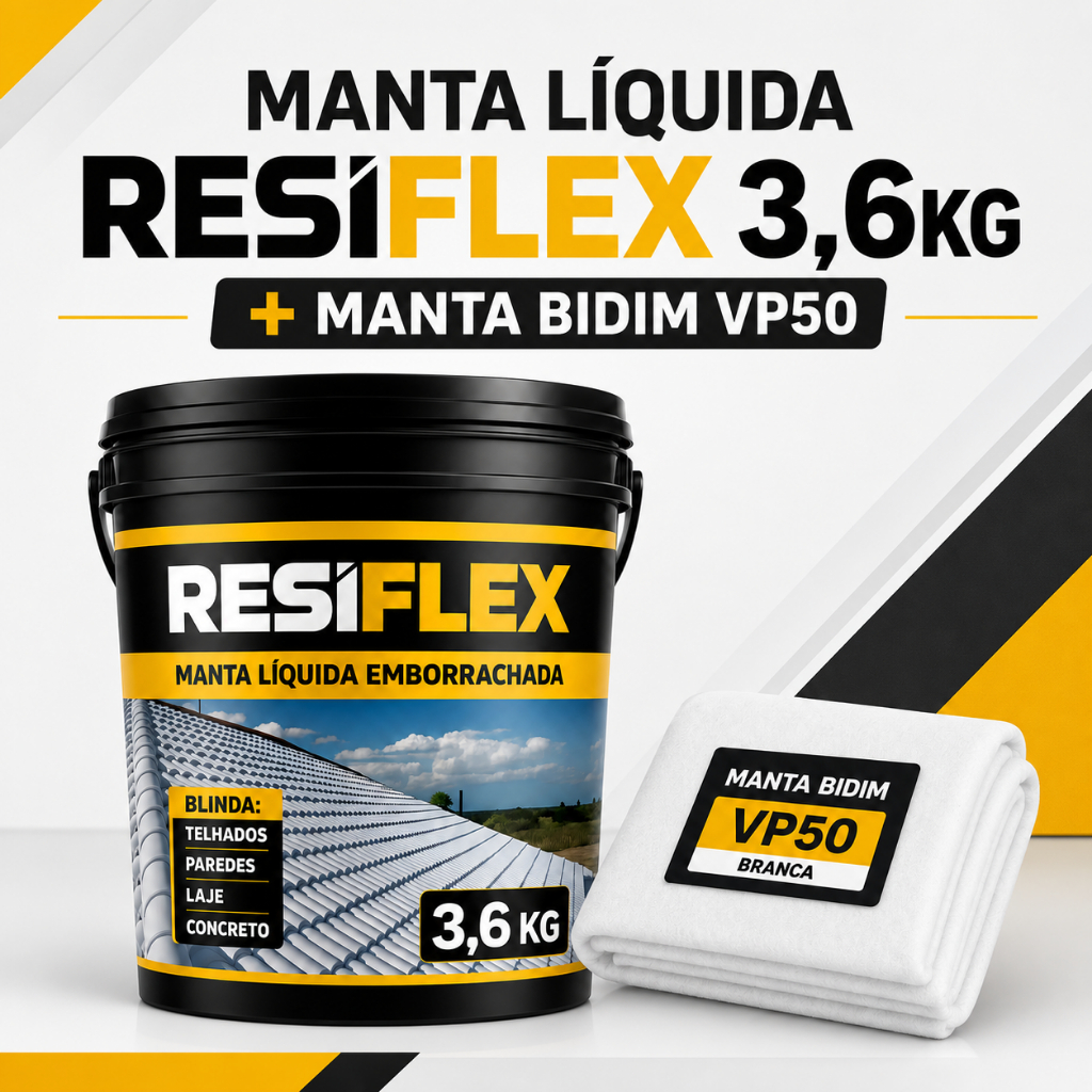 Manta Líquida Emborracha Impermeabilizante 3,6kg + Bidim 10m Anti Goteira Infiltração Laje Telhado