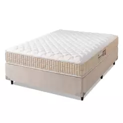 Cama Box Colchão Casal Espuma D33 New Millenium 138x188x57cm Branco / Bege Hellen - Suporta até 120kg por Pessoa