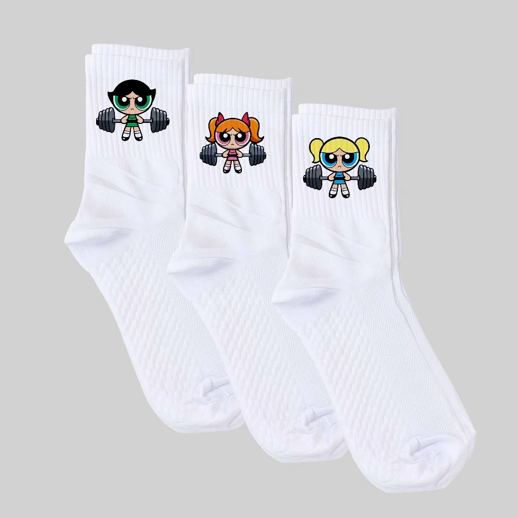 Kit 3 Pares Meia Feminina Fitness Academia Crossfit Meninas Super Poderosas Maromba meias personalizadas — imagem 1
