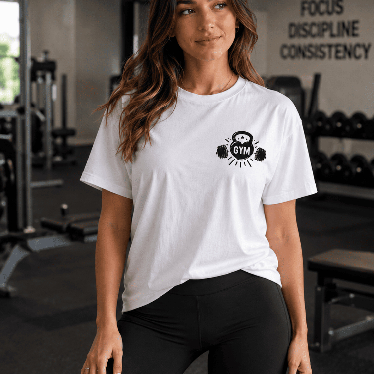 Camiseta Academia Feminina GYM Fitness Treino Musculação Algodão Premium Casual Confortável Estampa