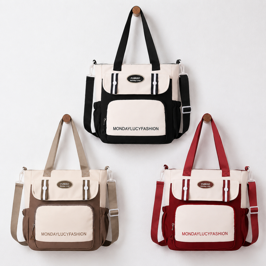 Bolsa Transversal De Estudante De Grande Capacidade Com Vários Bolsos Bolsa De Ombro À Prova D'água De Lona