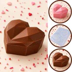 1~5 forma bwb silicone coração porta jóias coração lapidado 280g 3 partes mães e namorados cod 10282 (CHOCO)