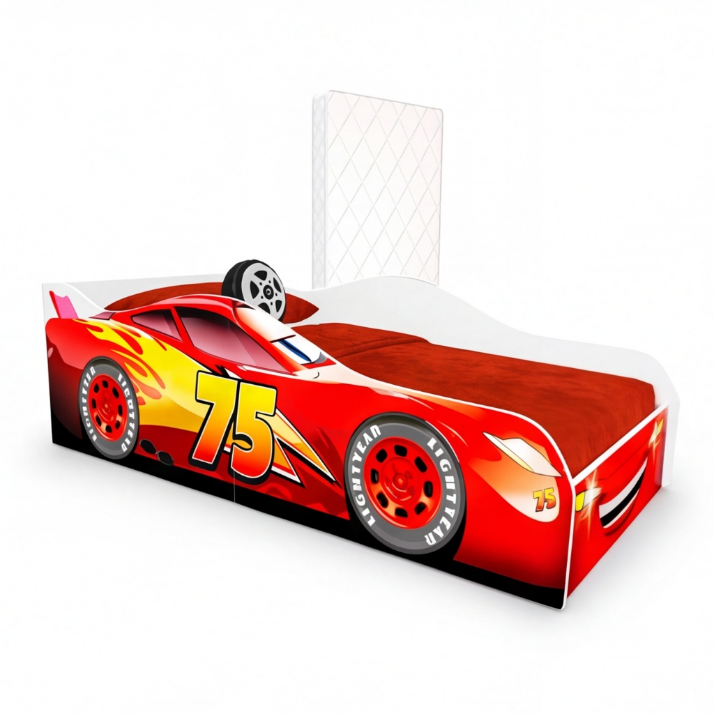 Cama Infantil Carro Mcqueen Vermelho com Colchão Incluso Quarto Temático Divertido e Seguro