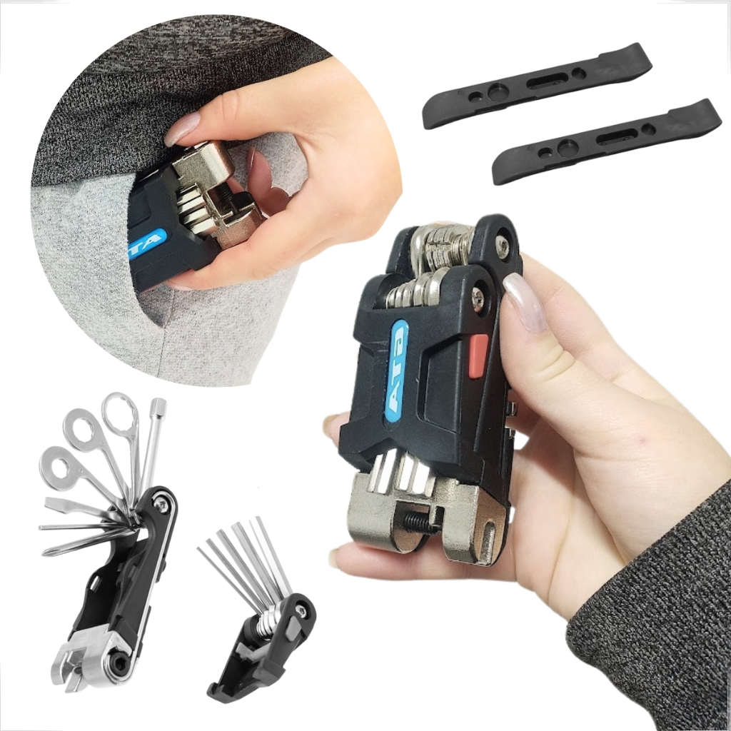 Chave Canivete Multiferramenta Bike 19 Funções Extrator Corrente Espatula Pneu Manutenção Caseira