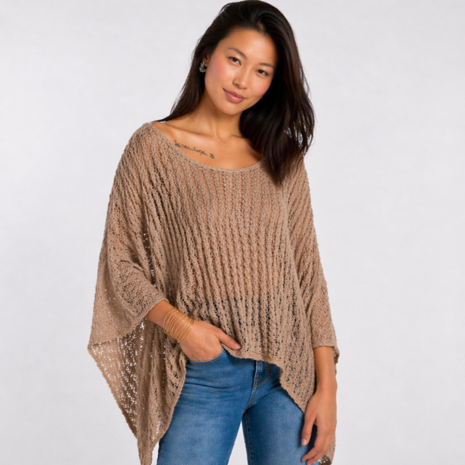 Blusa Capa Manga Morcego Feminino Tricot Rendada Outono Blusa Camisa Feminina Terceira Peça