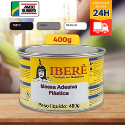 Massa Plástica Cinza / Branca / Preta - 400gr- Ibere