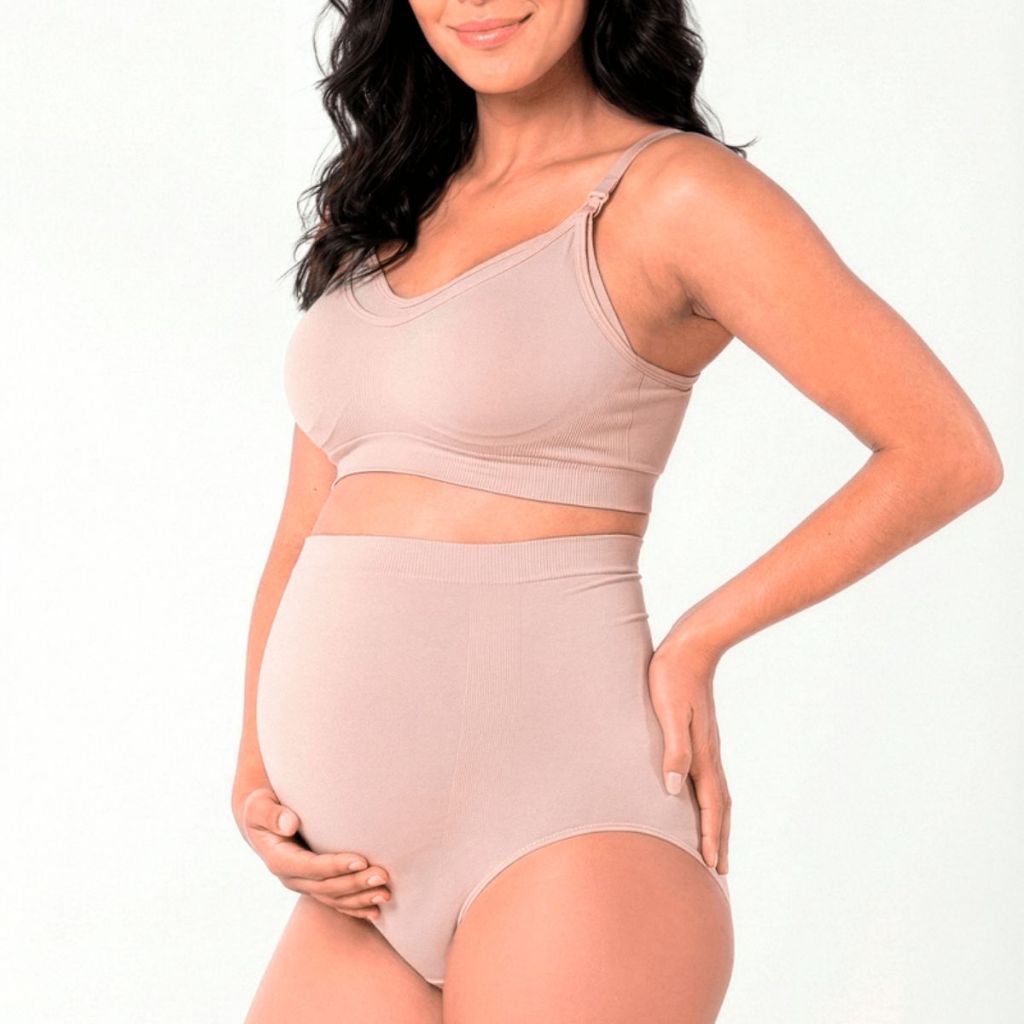 Calcinha Gestante Pós Parto Cintura Alta Microfibra Confortável Sustenta Barriga