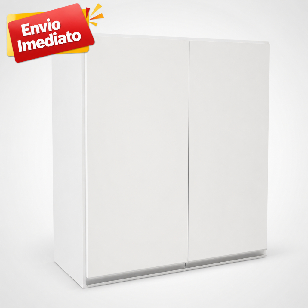Armário Suspenso Aéreo 2 Porta MDP Branco Versatilidade P/ Cozinha Casa Lavanderia Banheiro Promoção