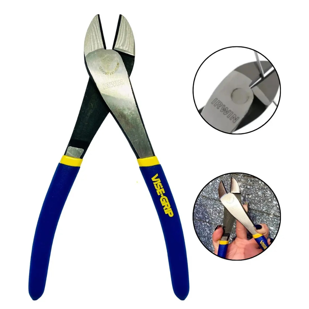 Alicate Corte Diagonal Irwin 8'' Reforçado Fio Cabo Arame Cor Azul