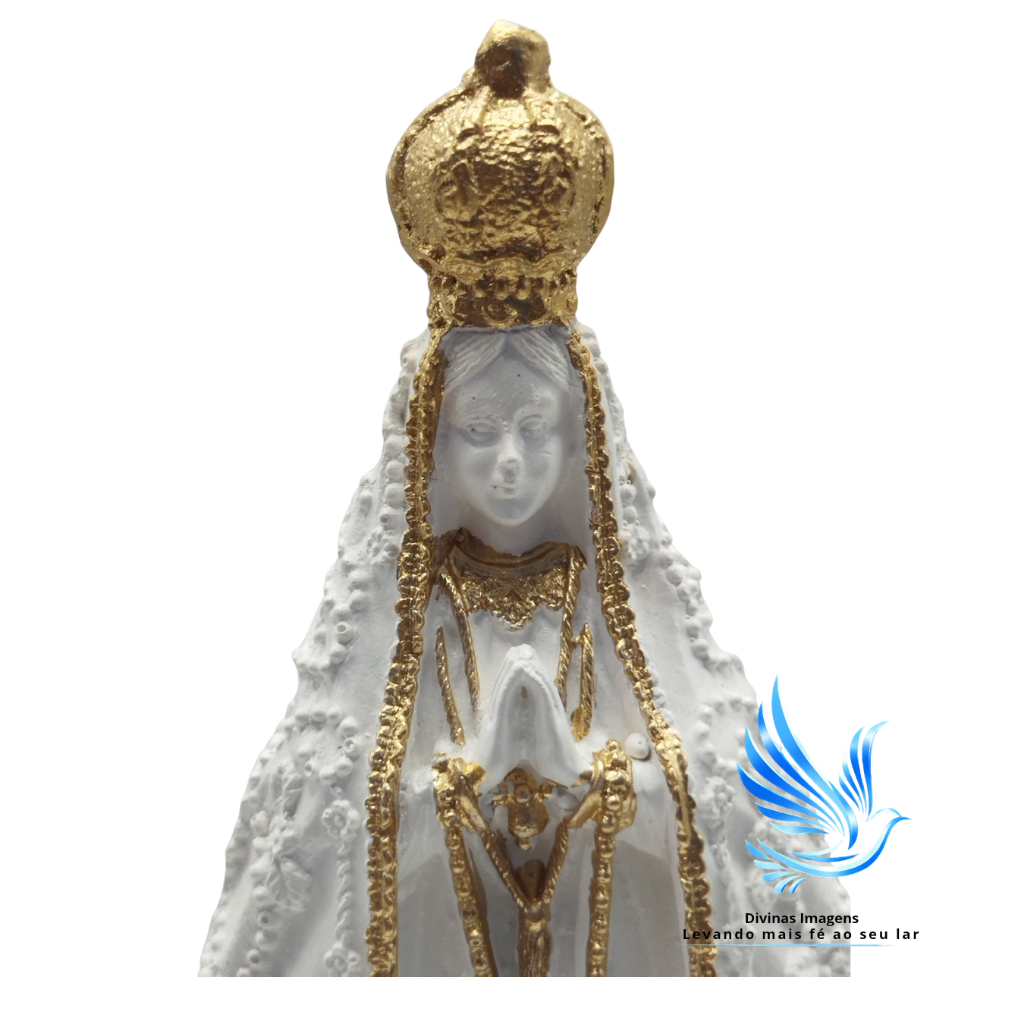 Sagrada Família Busto 15cm Branco Perolado e Nossa Senhora Aparecida 15cm para Altar e Oração — imagem 2 de 2