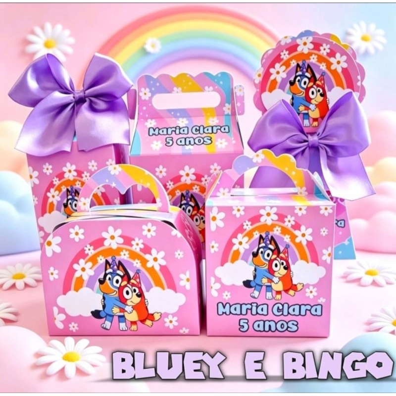 Kit Caixinhas Personalizadas Bluey e Bingo | Aniversário Infantil | Decoração de Festa | Lembrancinhas Personalizadas