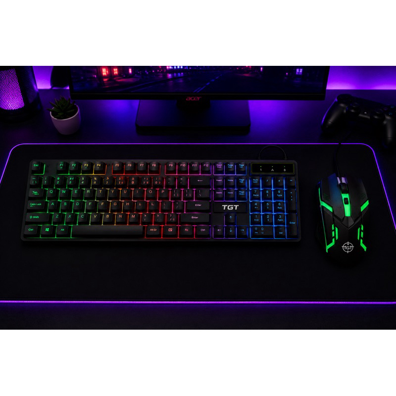 Combo Gamer RGB Teclado LED + Mouse Gamer TGT RGB USB Para PC Gamer Setup Completo