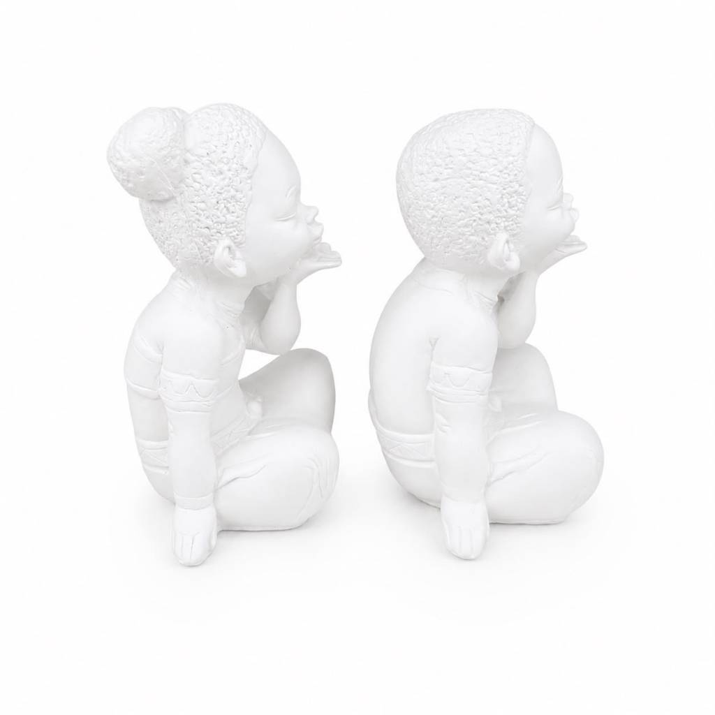 Kit 2 Erês Em Gesso Cru Menino e Menina Para Decoração Religiosa — imagem 2 de 2