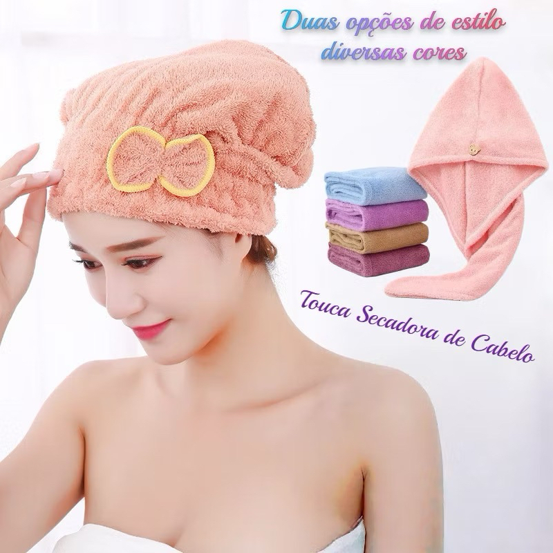 Touca de Banho Microfibra Super Absorvente Secagem Rápida para Cabelo Femi