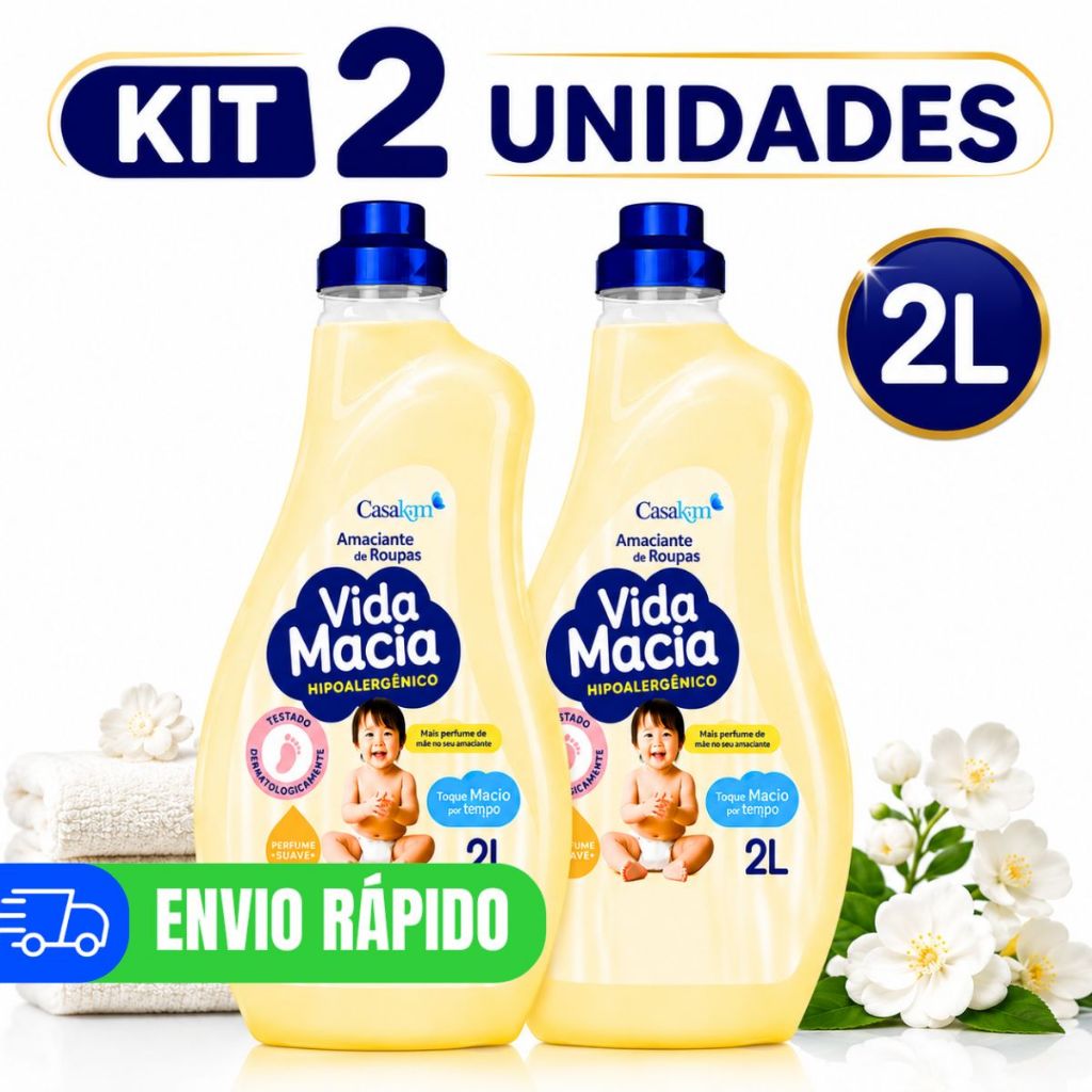 2 Vida Macia Camomila Amaciante 2L Maciez Perfume Duradouro