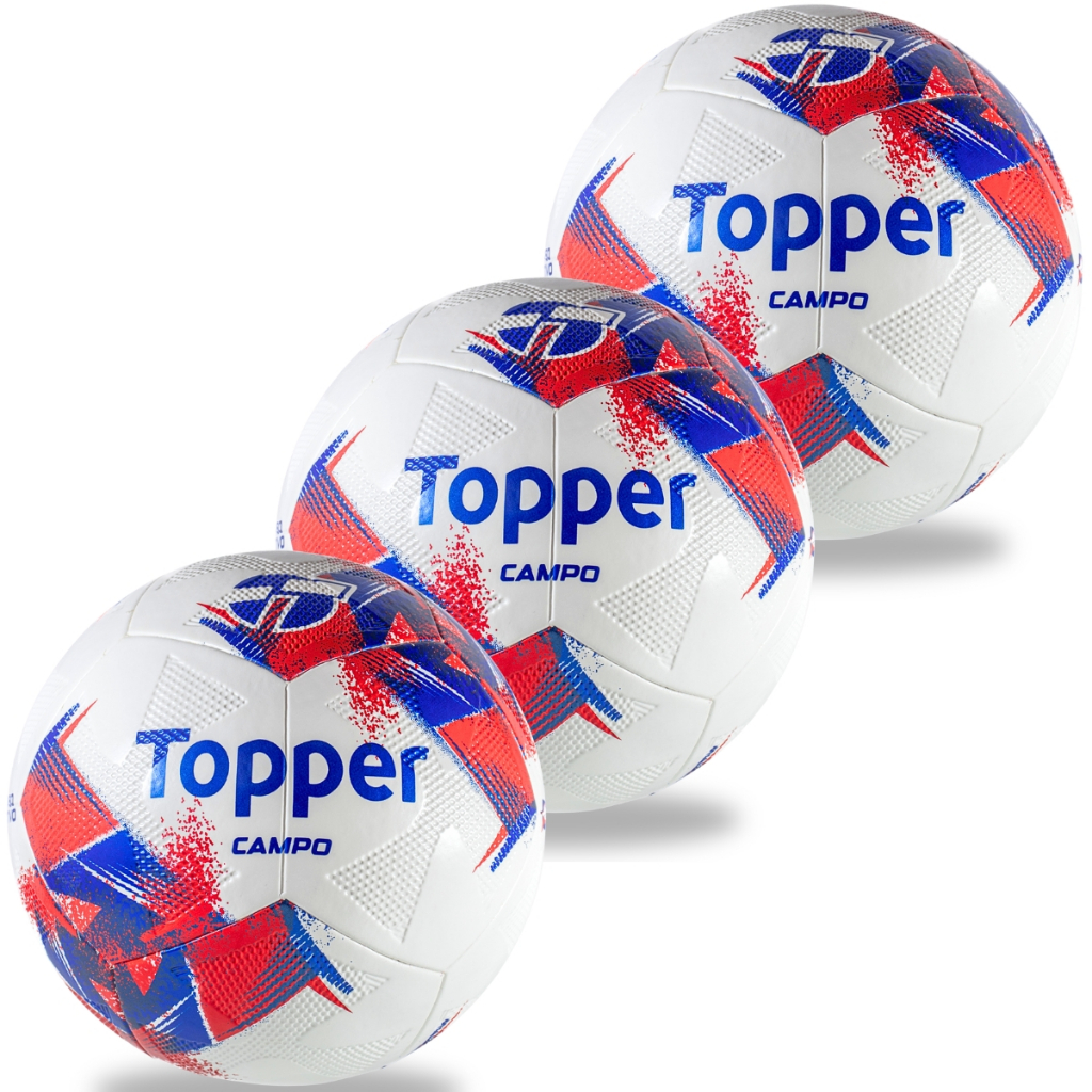 Kit 3 Bolas Futebol Topper Campo Original Gramado Real Tamanho Padrão Oficial Profissional Pro