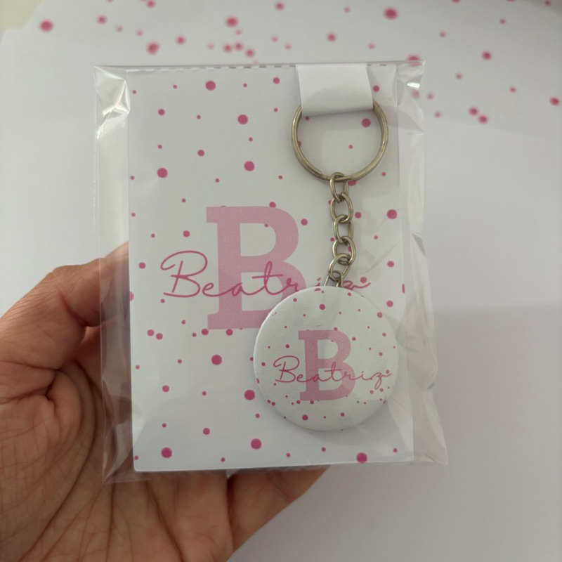 kit Lembrancinha Maternidade Poá Rosa menina Delicado Bloquinho + chaveiro personalizado com Nome Bebê Nascimento