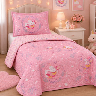 Kit Colcha Cobre Leito Infantil Cama de Solteiro Modelos Bouti 1,60x2,40m Dupla Face 2 Pe…