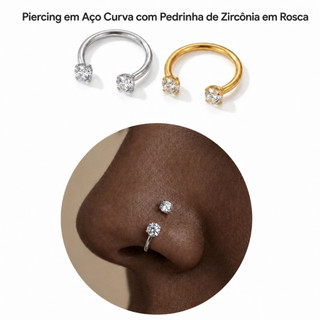 Piercing Zircônia Dupla Boca Nariz Septo Tragus Helix Feminino Anti Alérgico Aço Cirúrgico