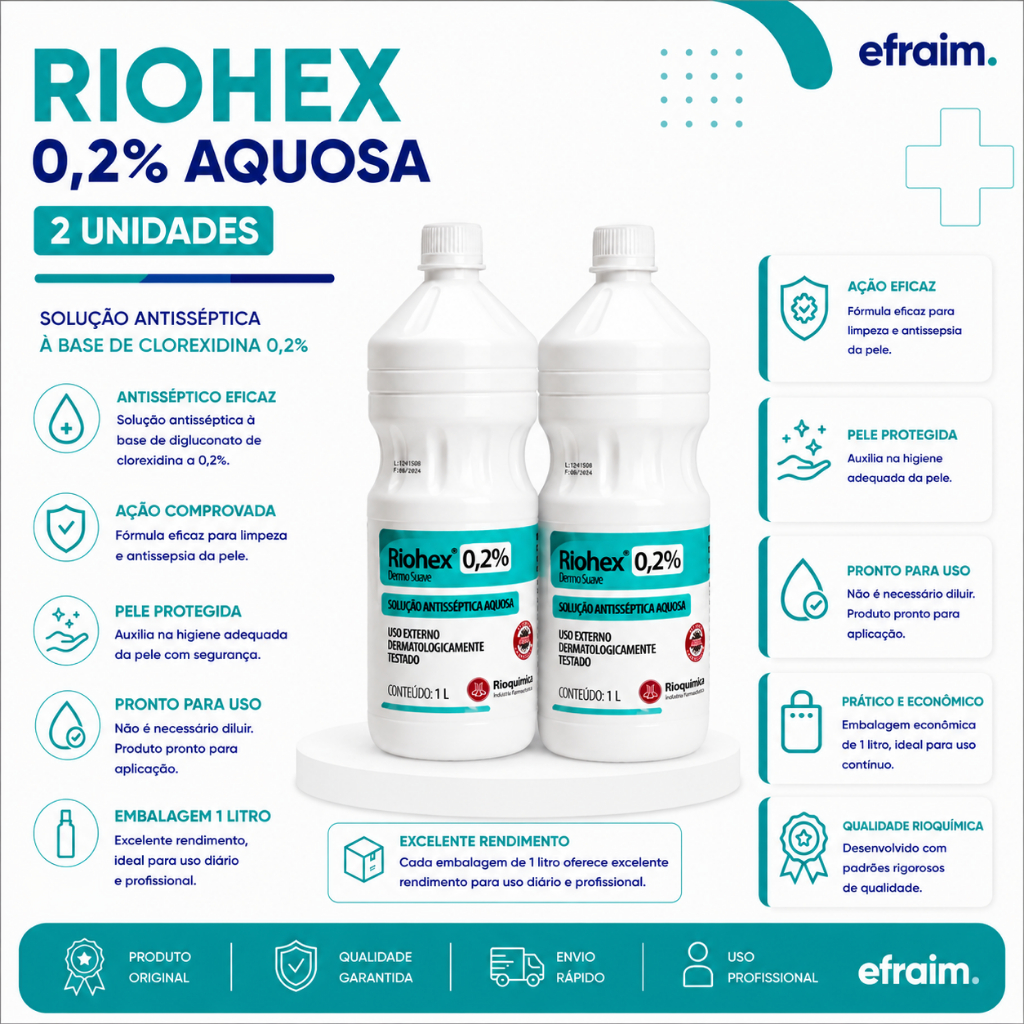 Clorexidina 0,2% Riohex Solução Aquosa 2 Litros Rioquímica