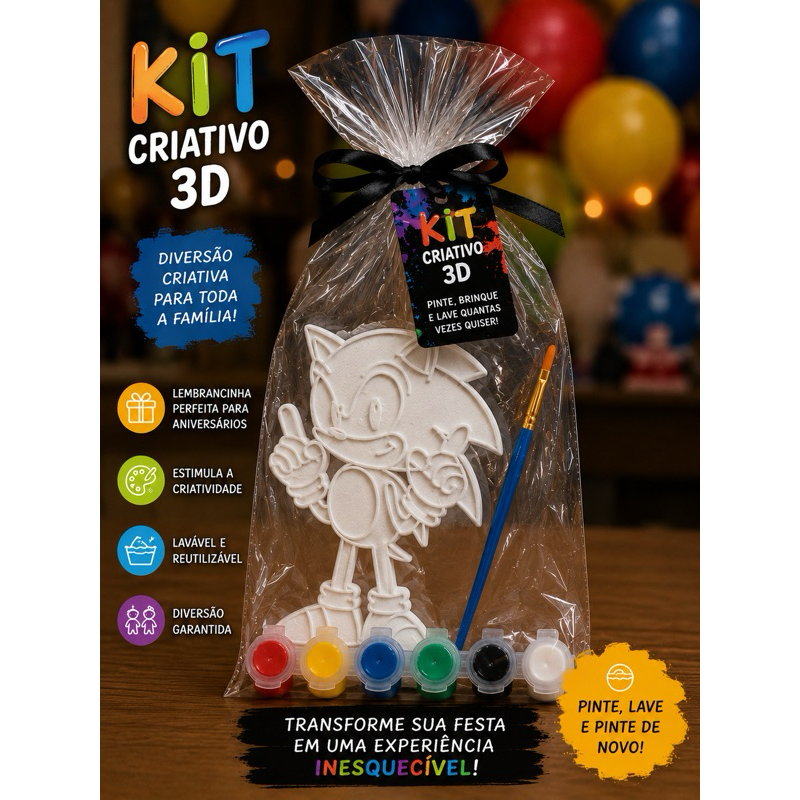 Totem PERSONALIZADO EM QUALQUER TEMA para Kit 3D Pintura Infantil Lavável - Lembrancinha de Aniversário