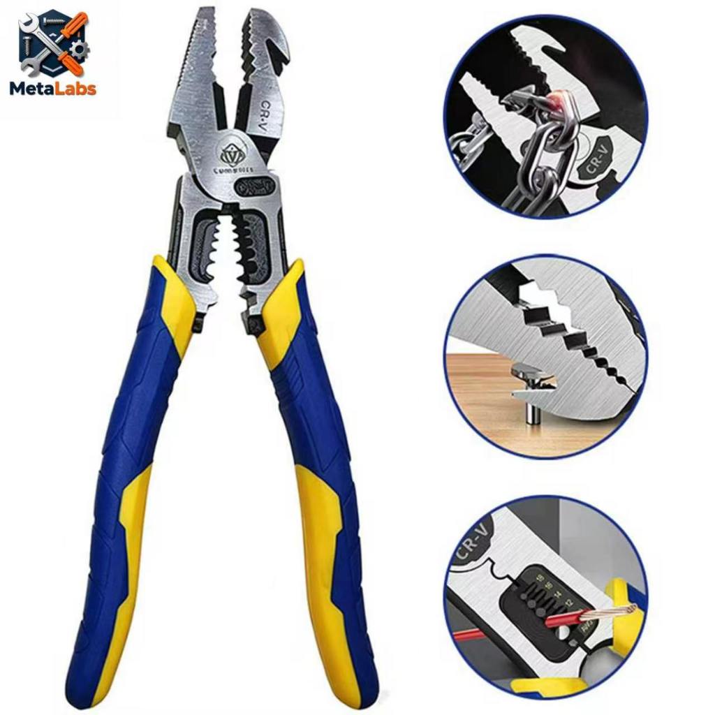 6 em 1 Alicate para Eletricista, Extractor de prego, Ferramenta de Crimpagem, Corte Descascador de fio
