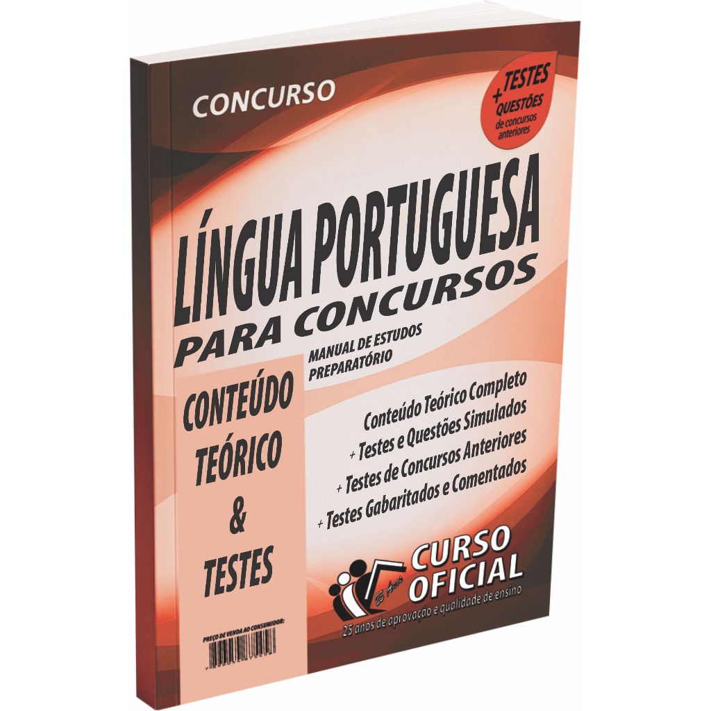 Imagem Apostila Língua Portuguesa para Concursos - Conteúdo Teórico e Testes
