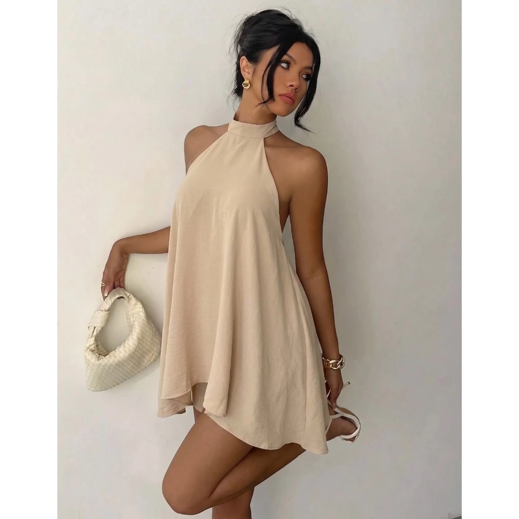 Conjunto Feminino Vestido Soltinho Frente Unica Short Verão