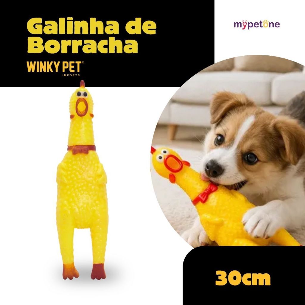 Galinha Mordedor 30 Cm Frango de Borracha para Cachorro