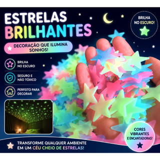 Estrelas Neon que Brilham no Escuro Fluorescentes 100 unidades Decoração de Quarto para T…