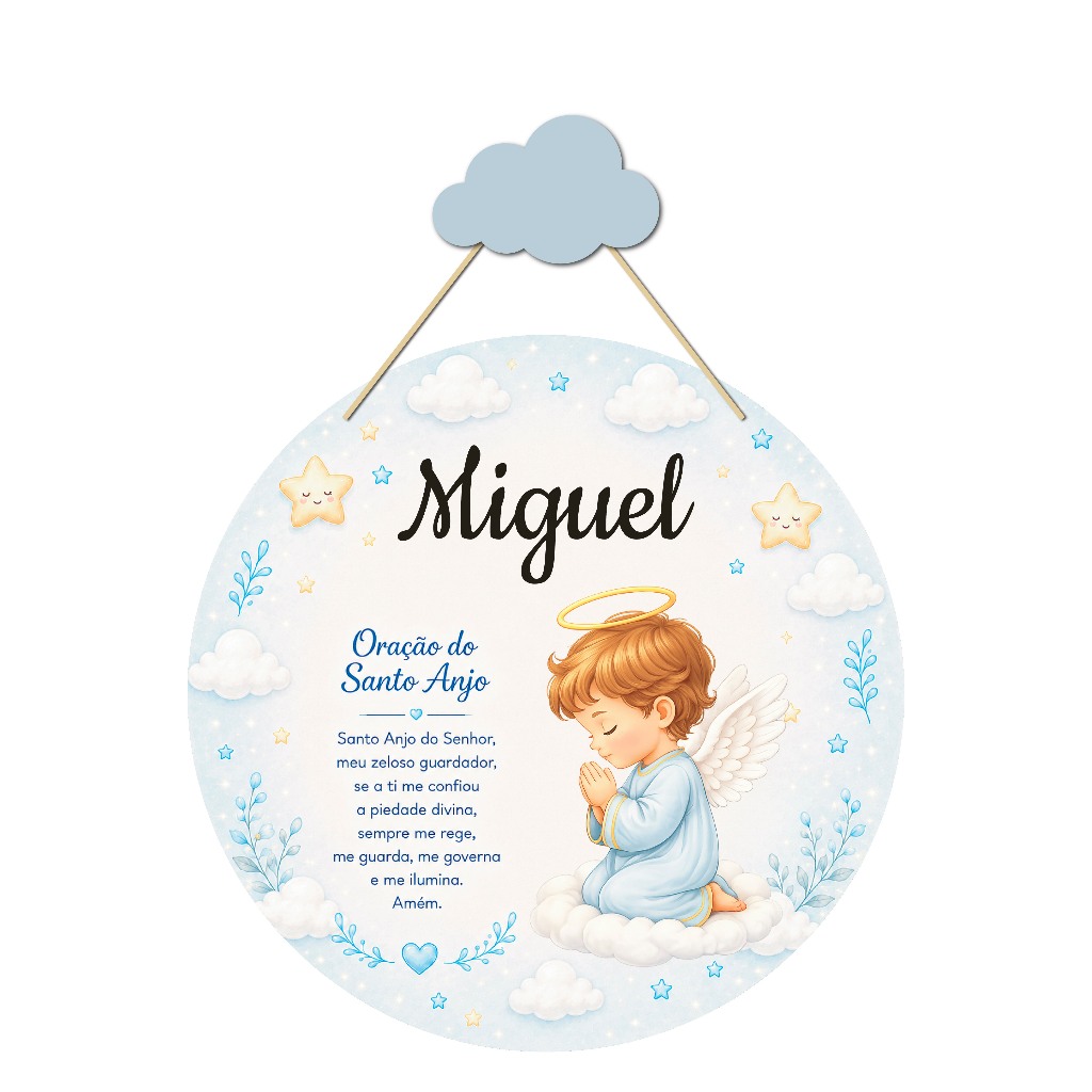 Enfeite Porta Maternidade Religioso Santo Anjo Jesus Arca de Noé Nome Personalizado Quadro Infantil