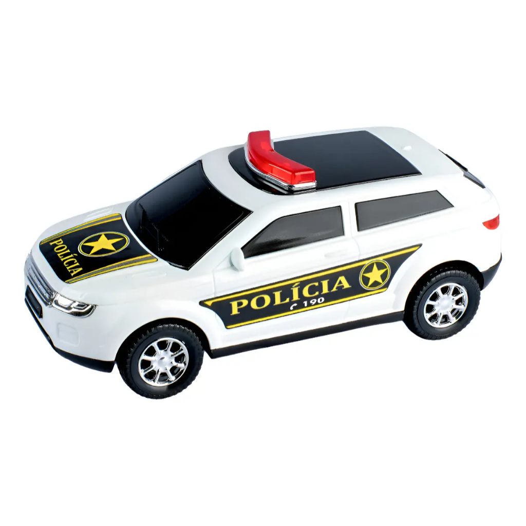Carro Suv Policia Branco Briquendo Realista Miniatura 22cm Diverplas